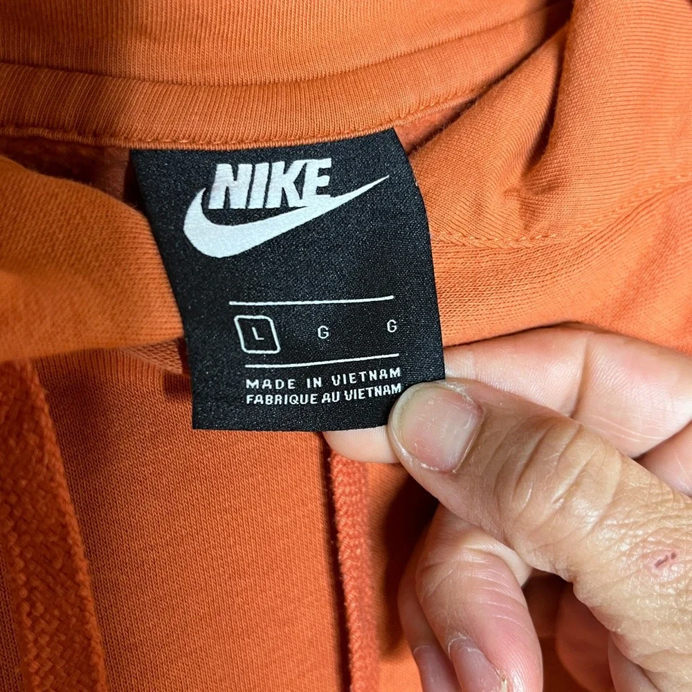 Nike Mens Club Fleece Hoodie Burnt Orange Pullover Sweatshirt BV2654-813 L